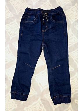 Steve's Jeans 2T Blue Solid Denim Jogger Jeans Drawstring Elastic Waist